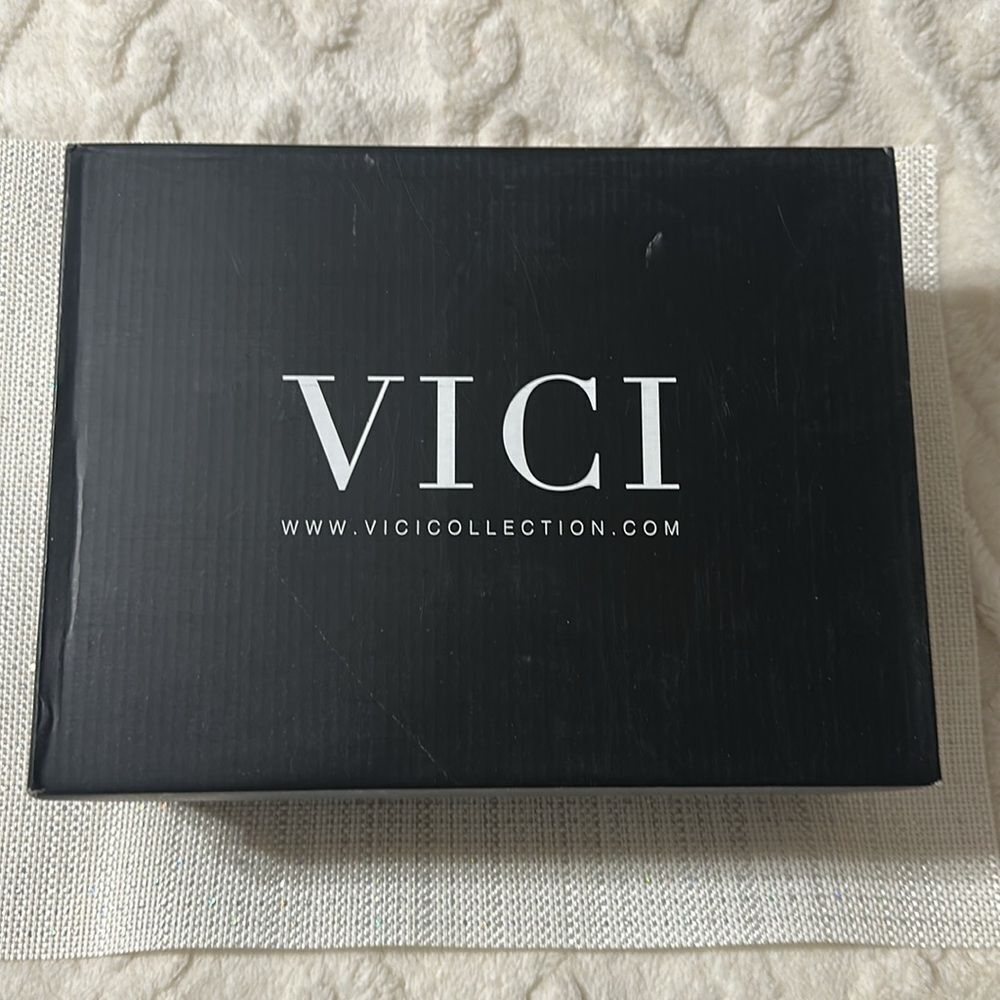 VICI 10 Celeste Black Metallic Studded Block Heel Strappy Multi Buckle Sandal - Picture 12 of 13